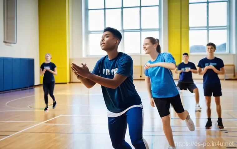체육교사 역량 개발 방법 - **Prompt:** A dynamic and inclusive high school physical education class in a modern, well-lit gymna...