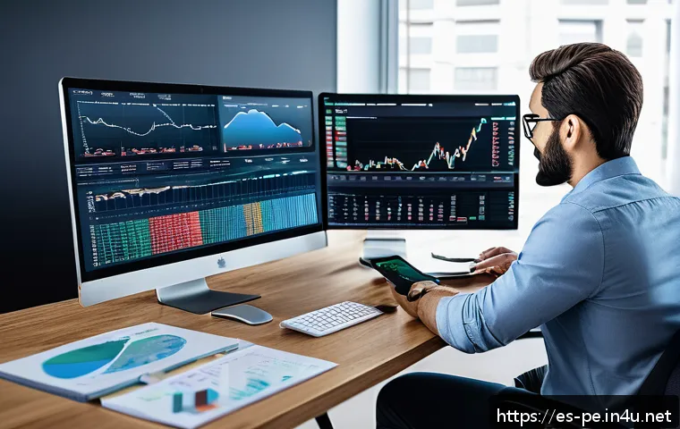 경기 불안 감소 전략 - A modern financial advisor&rsquo;s workspace showing a diverse investment portfolio on multiple digital sc...